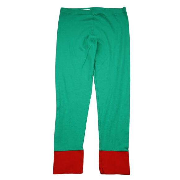 Casual Pants Womens L Green Elastic Waist High Rise Banded Red Hem Leggings - Picture 1 of 16